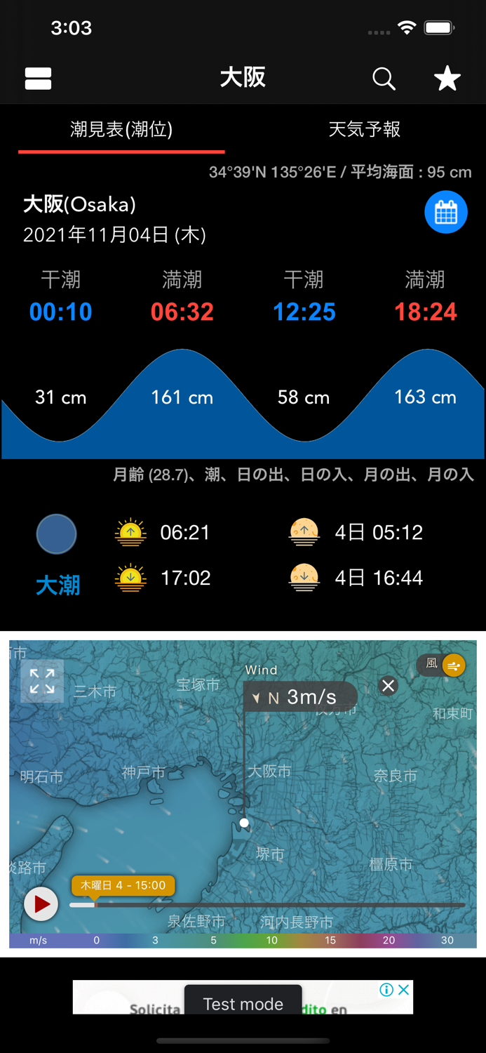 今日の潮汐 潮見表, 海天気, 海釣り, 海水温, 潮位