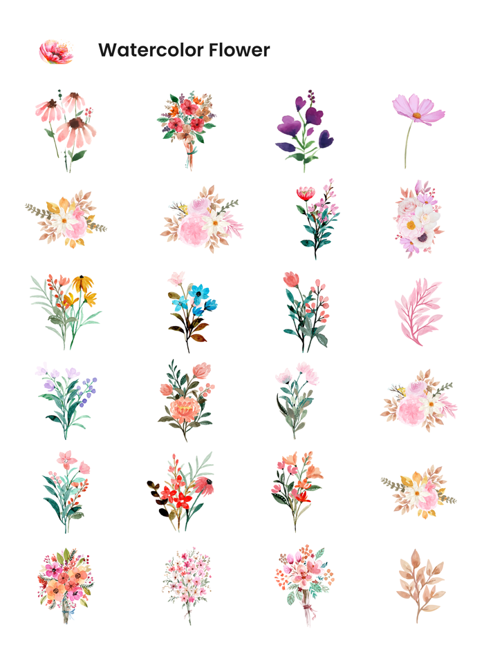 WaterColour Flower Stickers