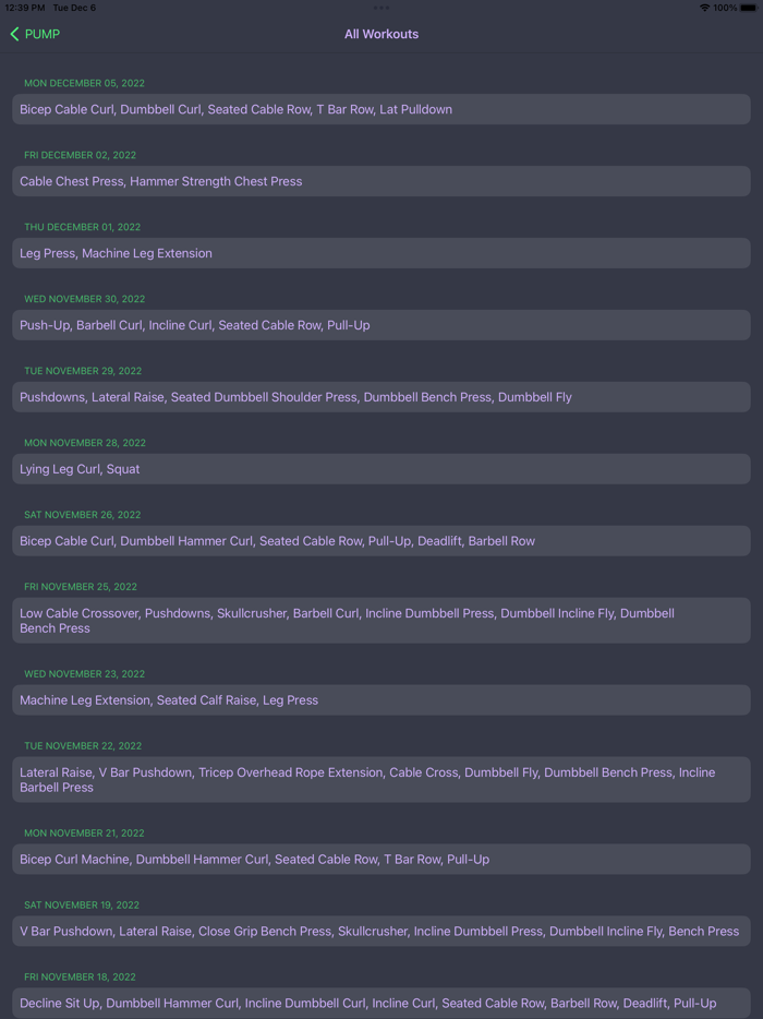 PUMP - Workout Tracker Gym Log