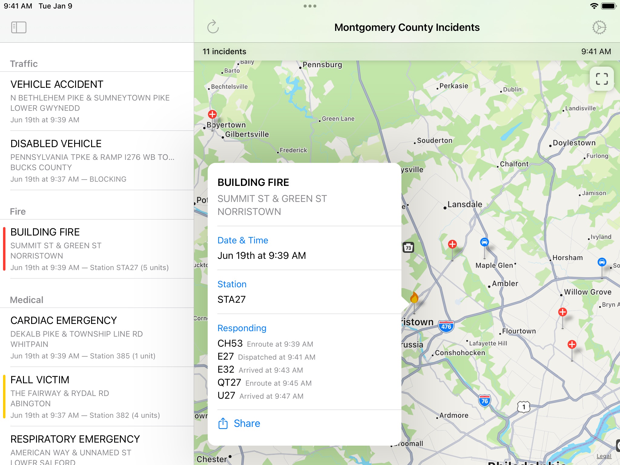 Montgomery County Incidents screenshot 2
