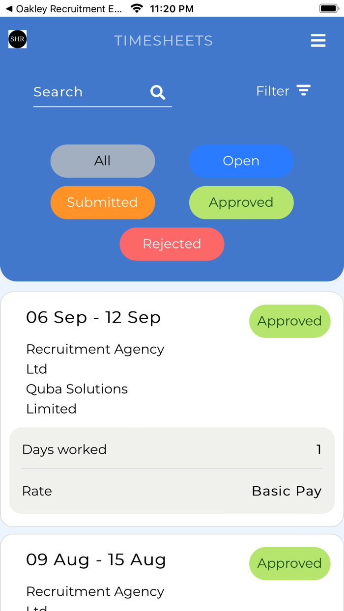 SHR Group E Timesheets