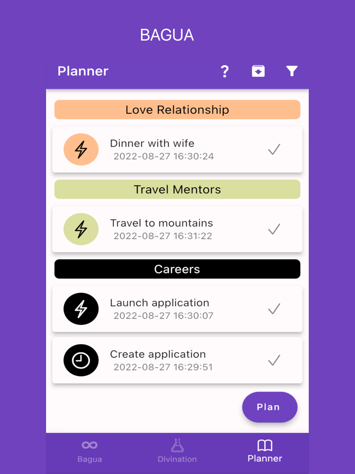 Bagua, Yi Jing divinations