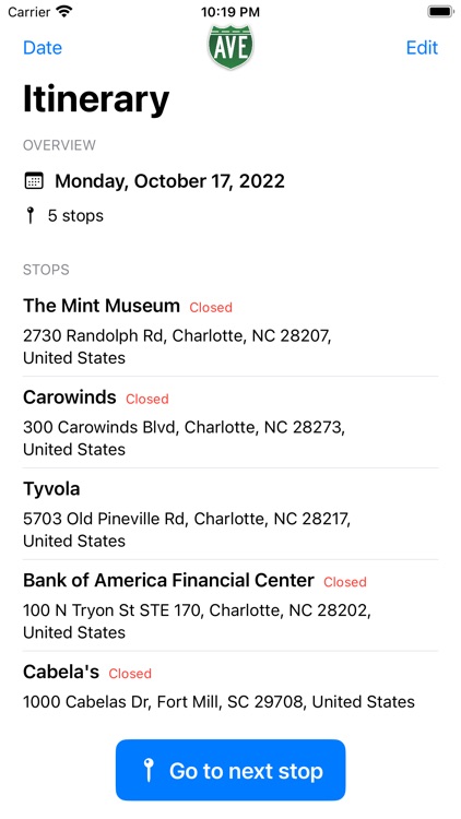 AVENUE: ROUTE PLANNER