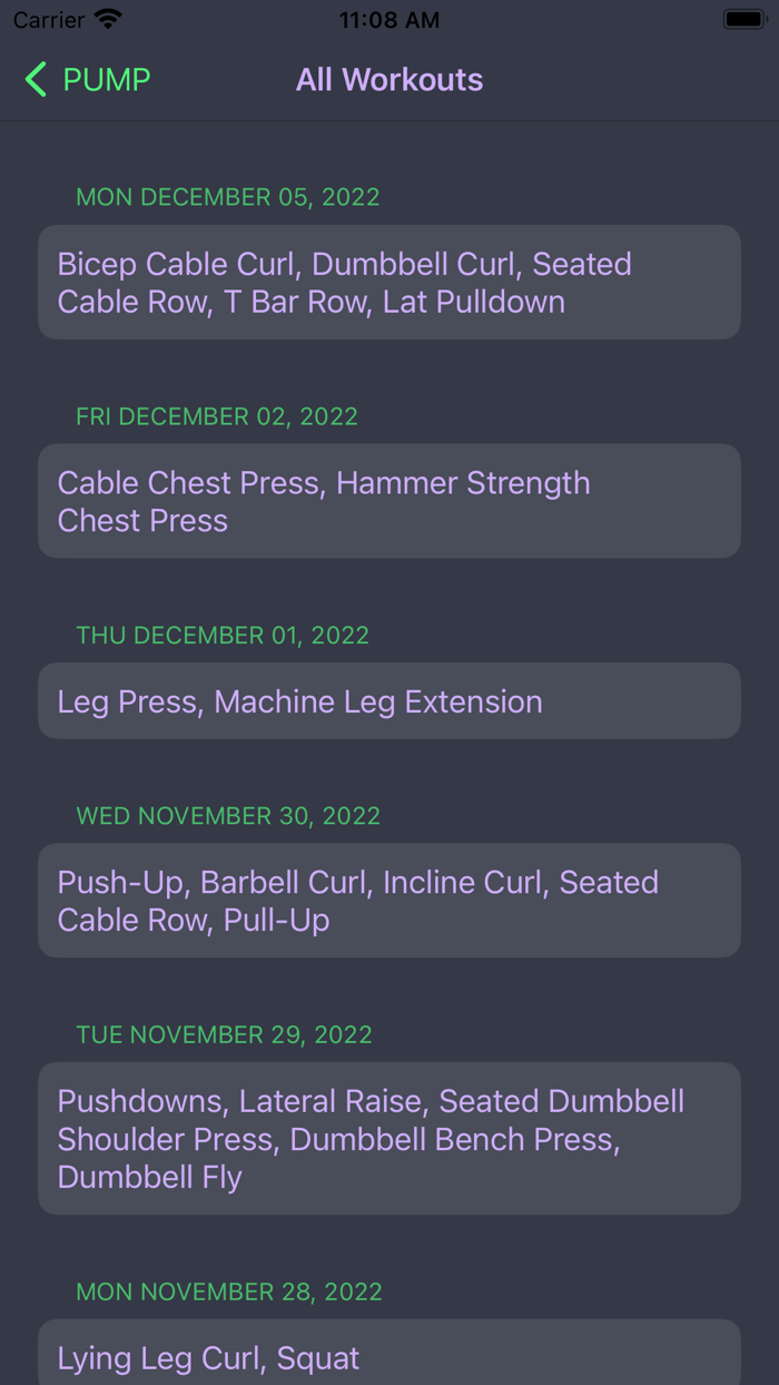 PUMP - Workout Tracker Gym Log