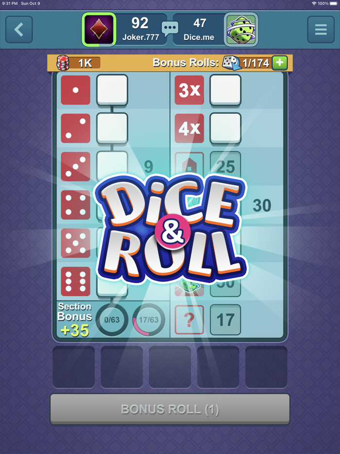 Dice-n-Roll online Yatzy