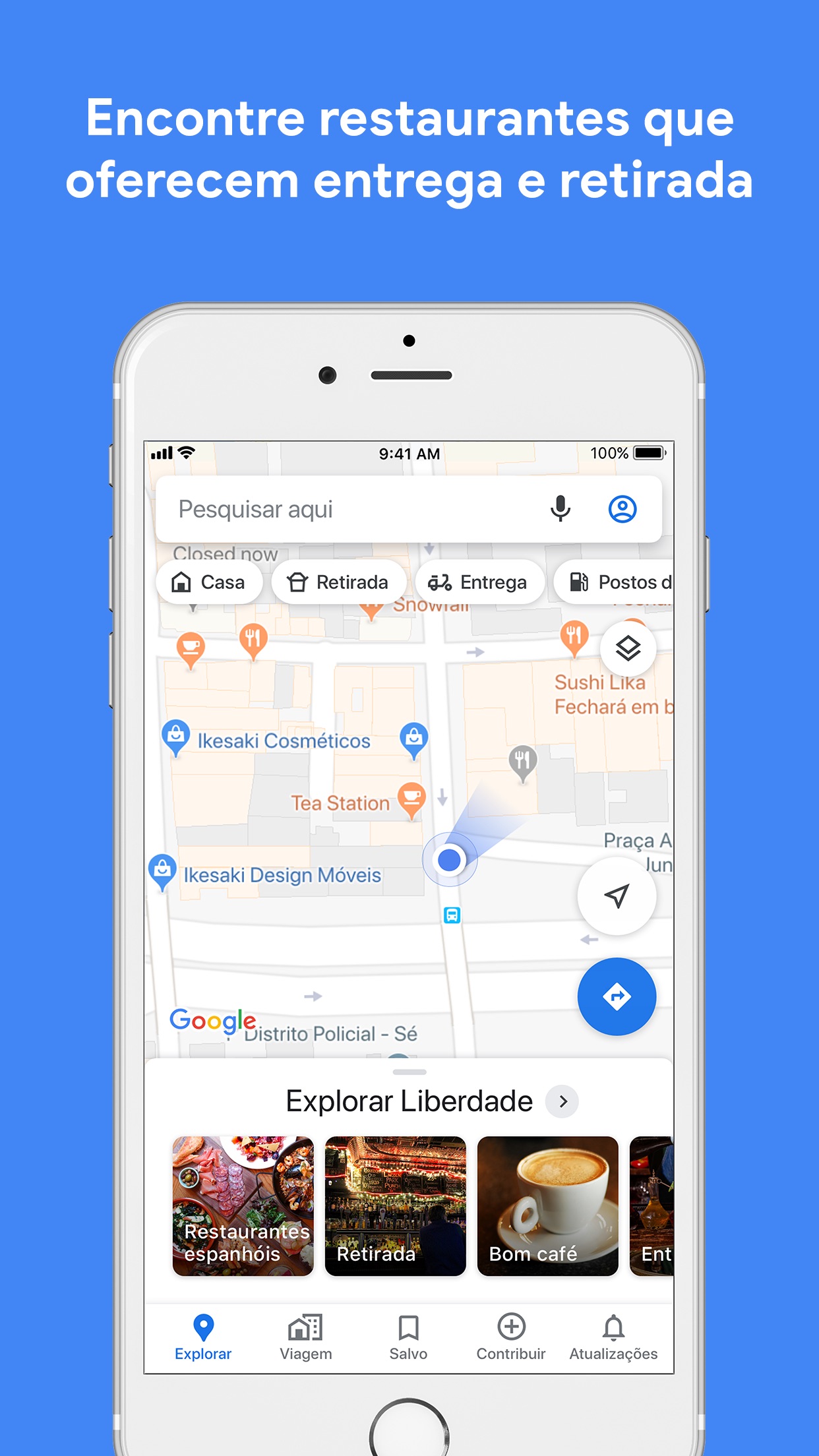 Screenshot do app Google Maps -trânsito & comida