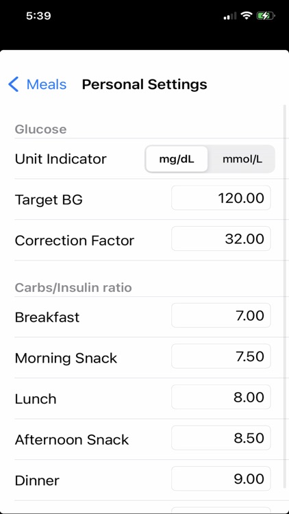 Diabetes Personal Calculator