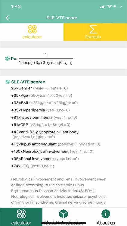 SLE-VTE score