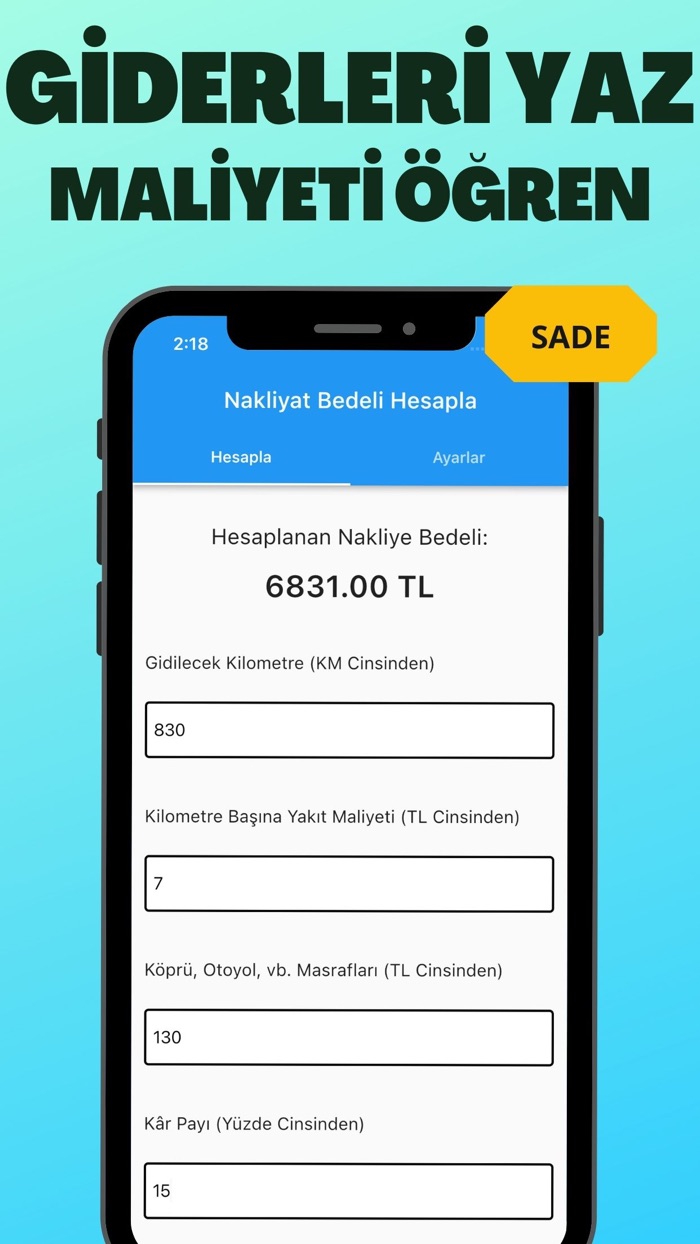 Geldi Nakliyat Bedeli Hesapla