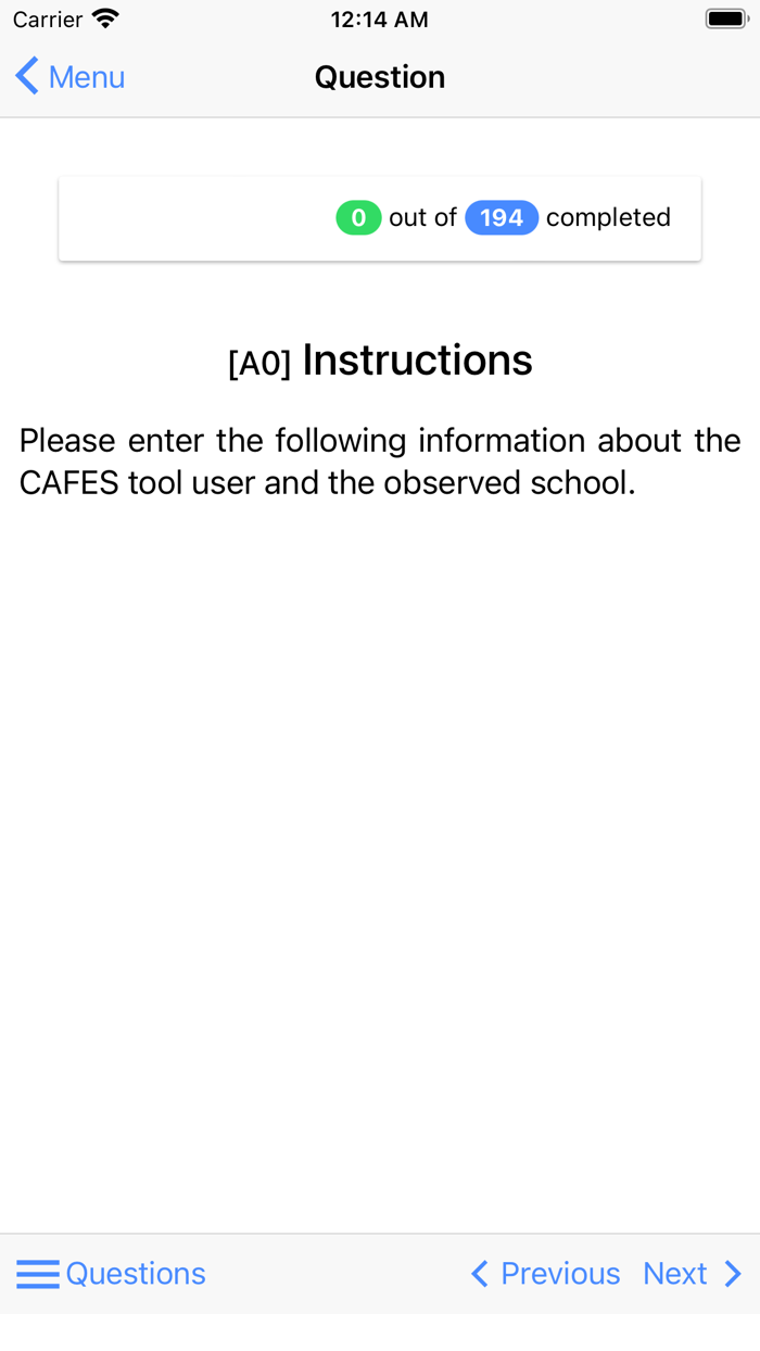 CAFES Cafeteria Assessment