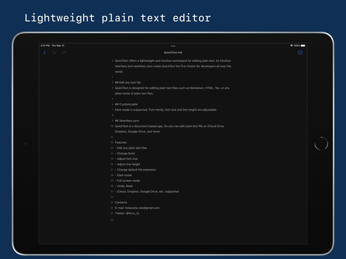 QuickText - Plain Text Editor