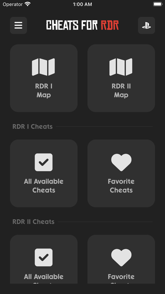 All Cheat Codes for RDR App for iPhone Free Download All Cheat Codes