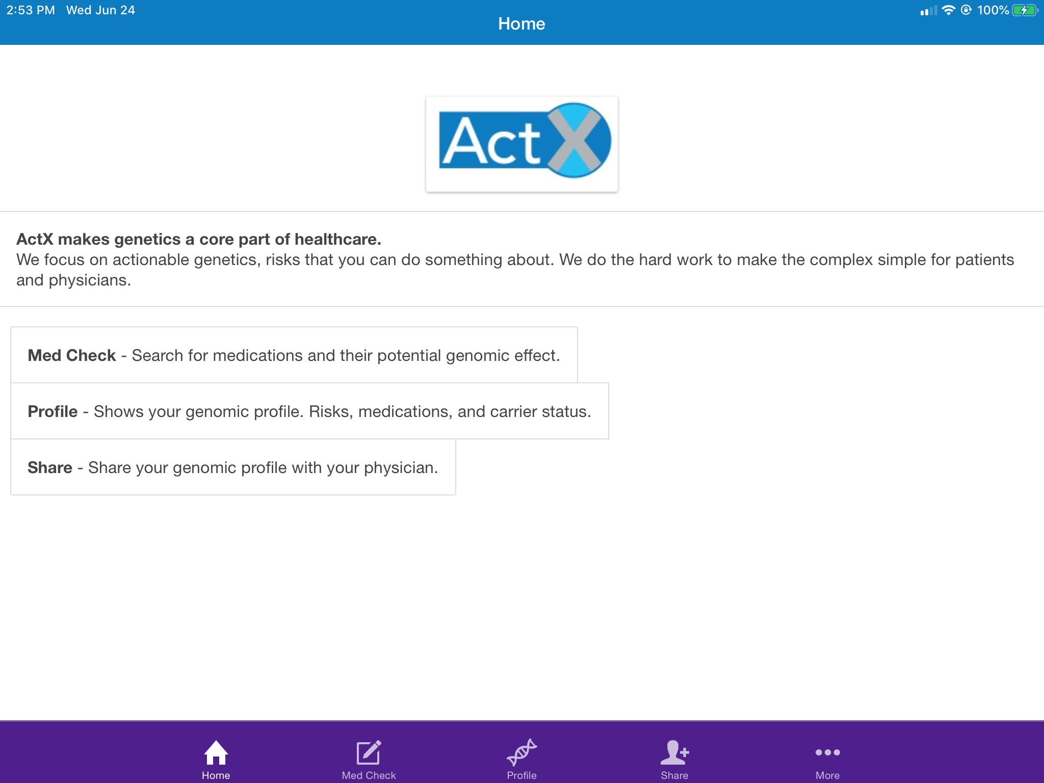 My ActX Genomic Profile screenshot 2