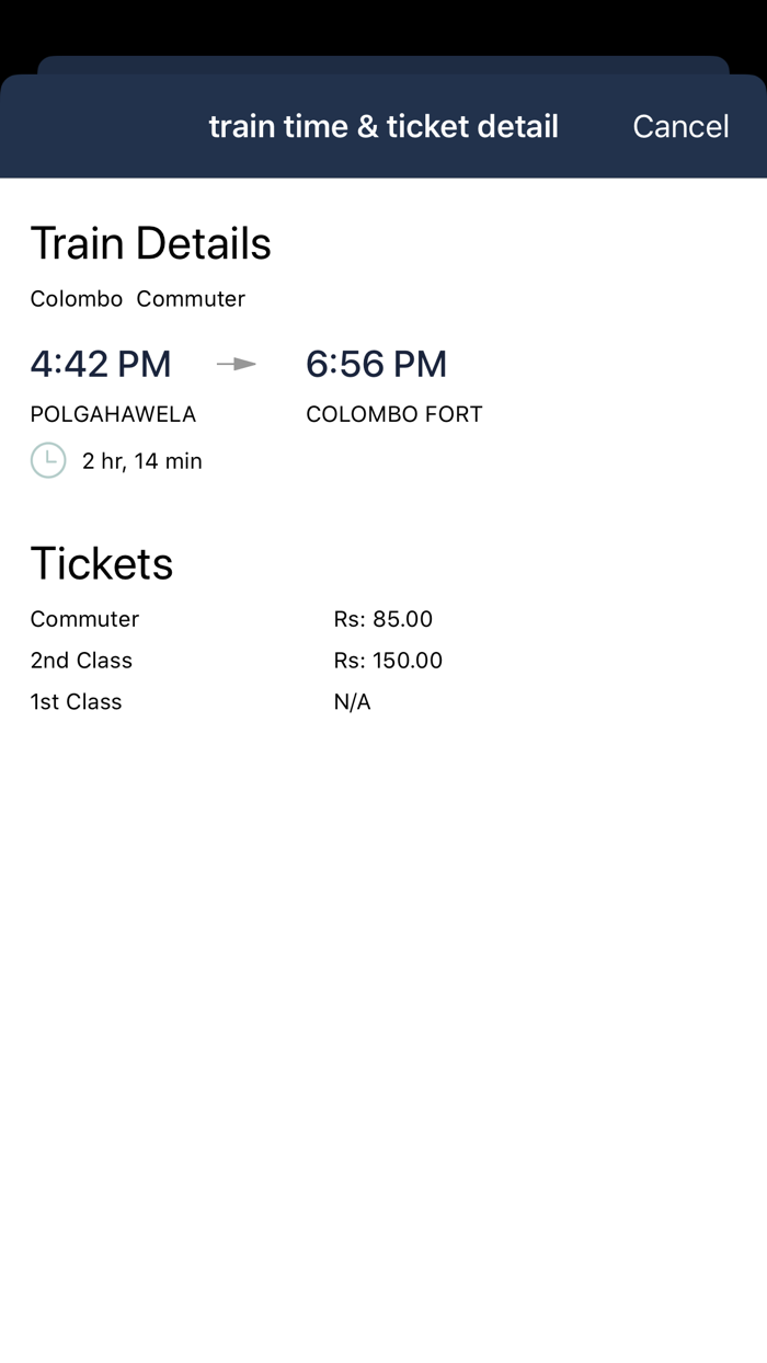 Sri Lanka Train Times