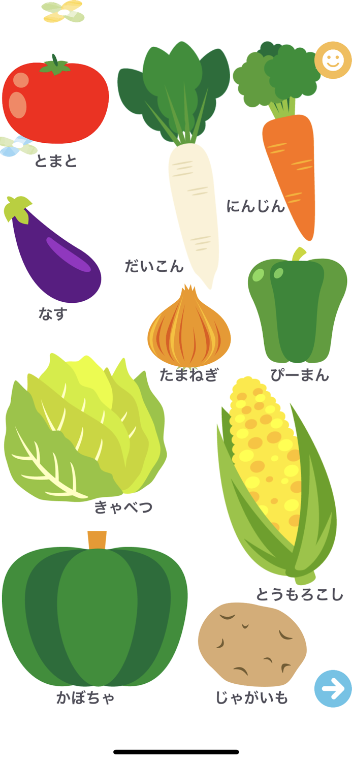 学び図鑑画面タップで物の名前を覚えよう！