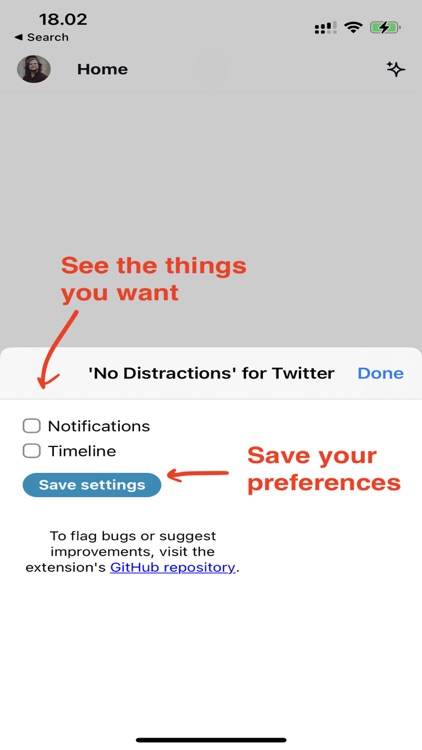 "No Distractions" for Twitter