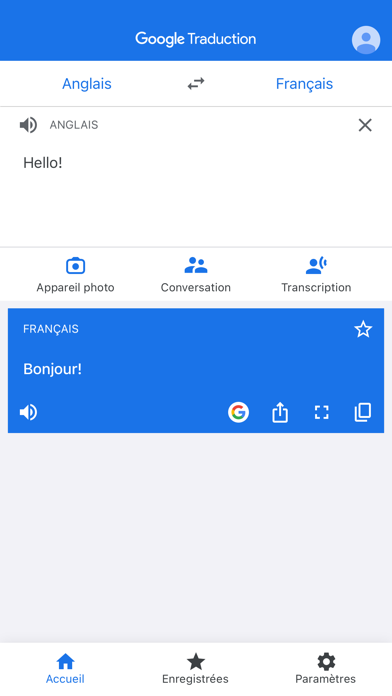 Google Traduction iphone captures décran