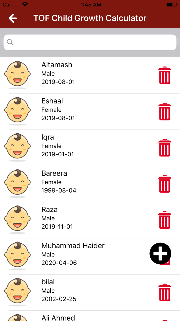 TOF Child Growth Calculator