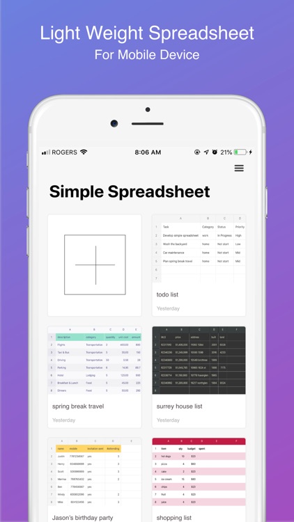 Simple Spreadsheet:Better list
