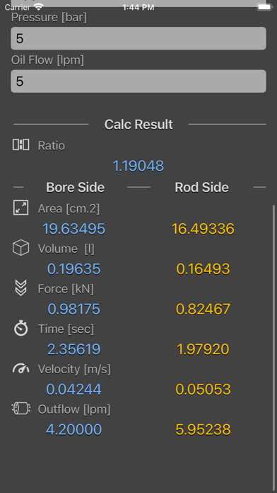 Hydraulic Cylinder Calc screenshot 2