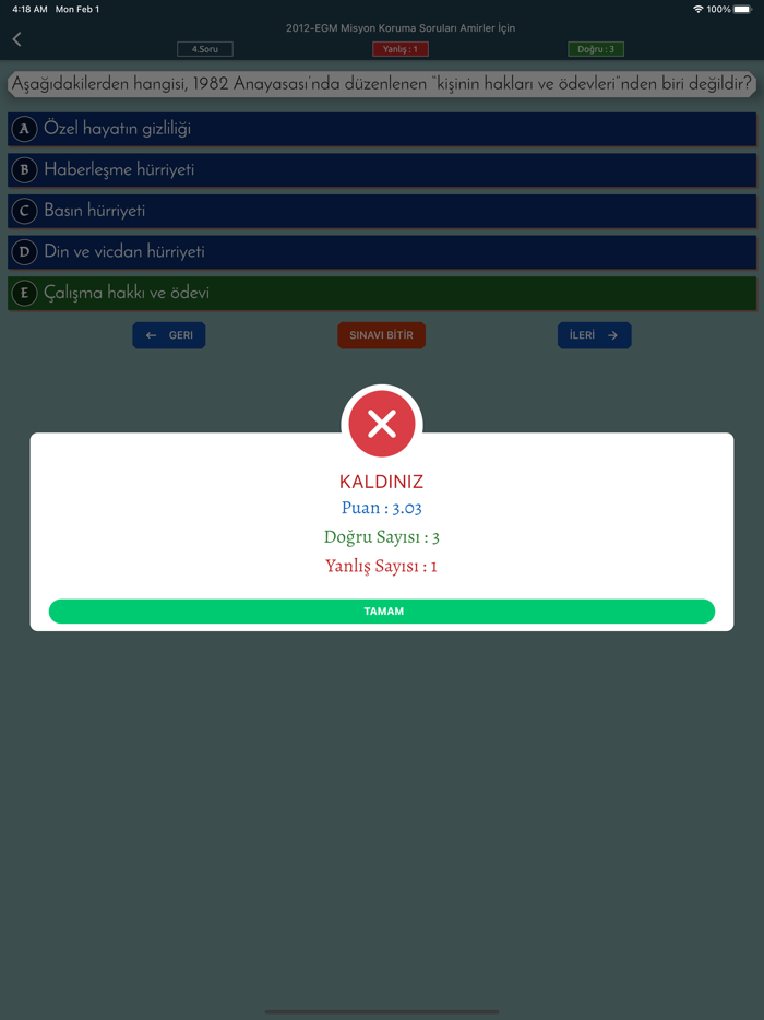 Komiserlik ve Misyon Sınavı 21