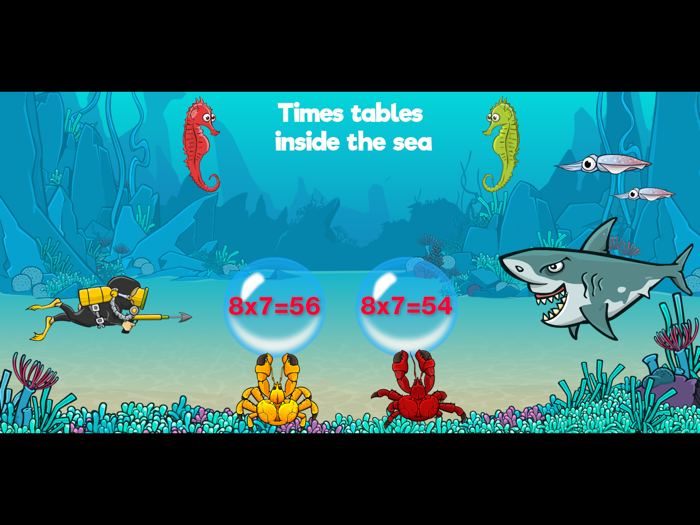Times tables inside the sea