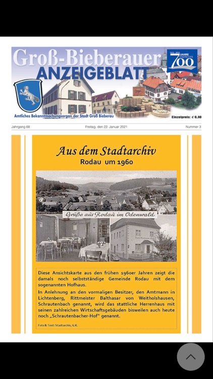 Groß-Bieberauer Anzeigeblatt