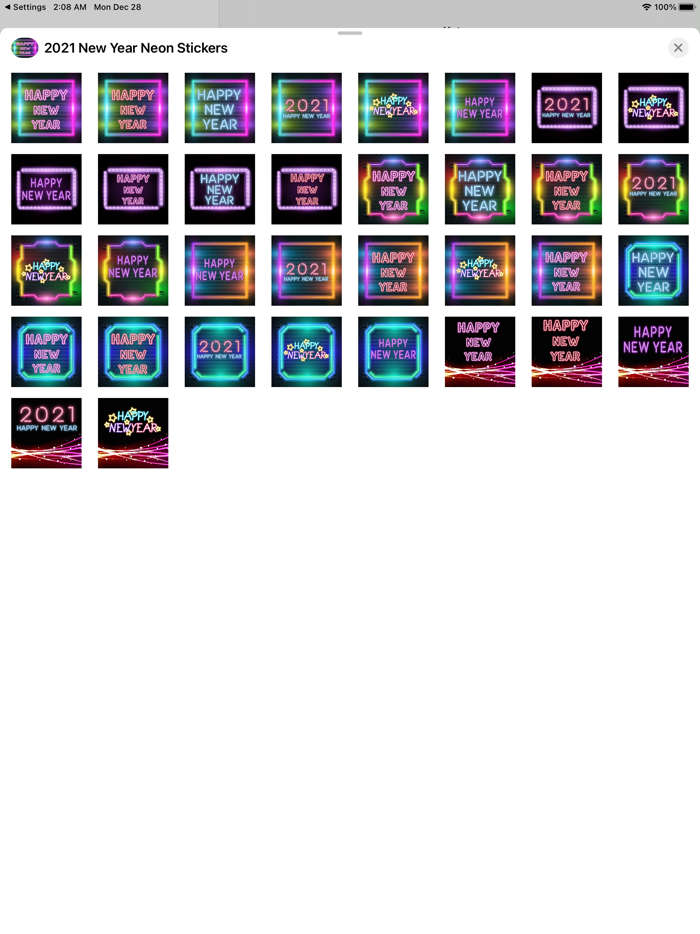 2021 New Year Neon Stickers