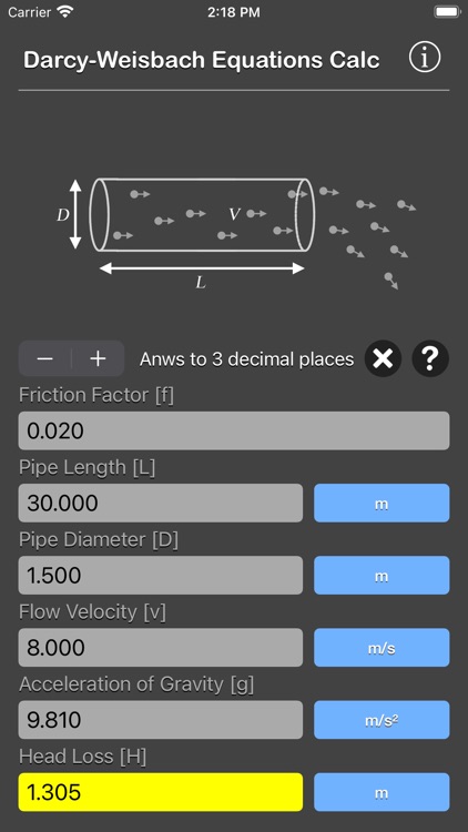 Darcy Weisbach Equations Calc