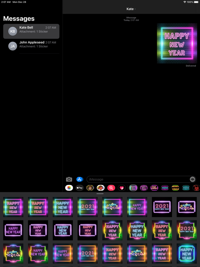 2021 New Year Neon Stickers