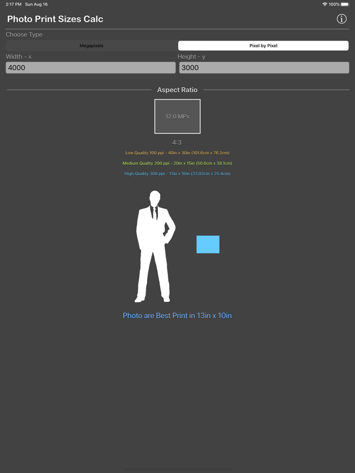 Photo Print Sizes Calculator