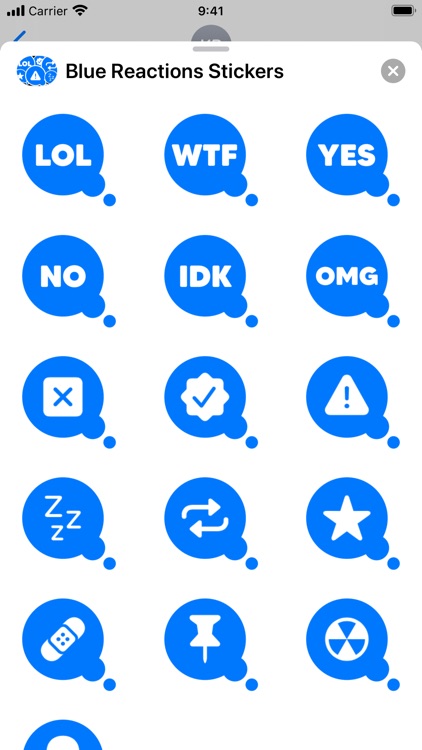Blue Reactions Stickers