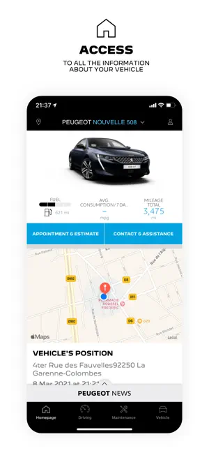 Screenshot 1 MYPEUGEOT APP iphone