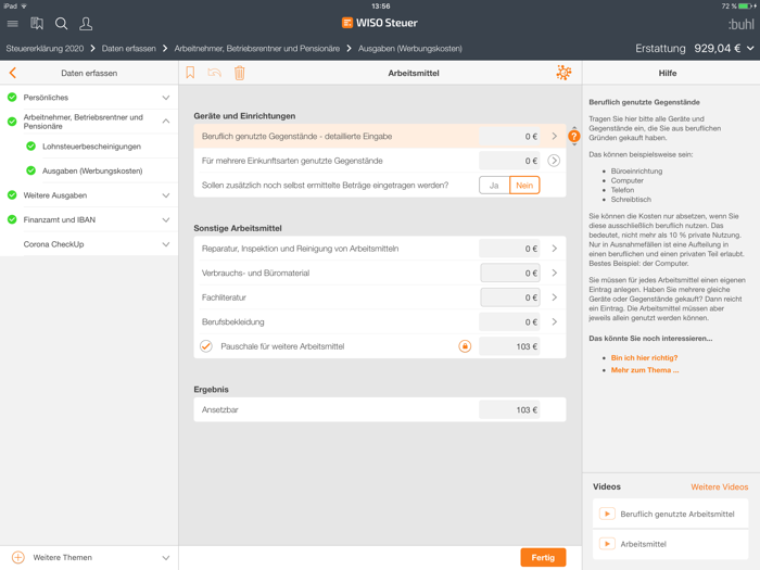 WISO Steuer 2021 Tablet