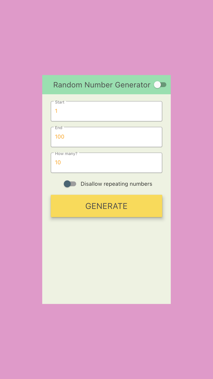 SIMPLE NUMBER GENERATOR