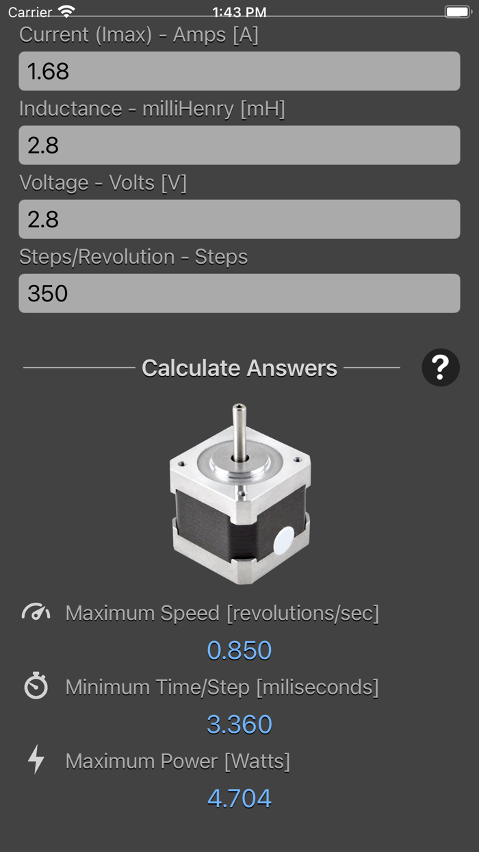 Stepper Motor Calculator