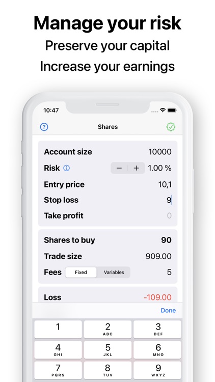 TradeSize - risk profit ratio
