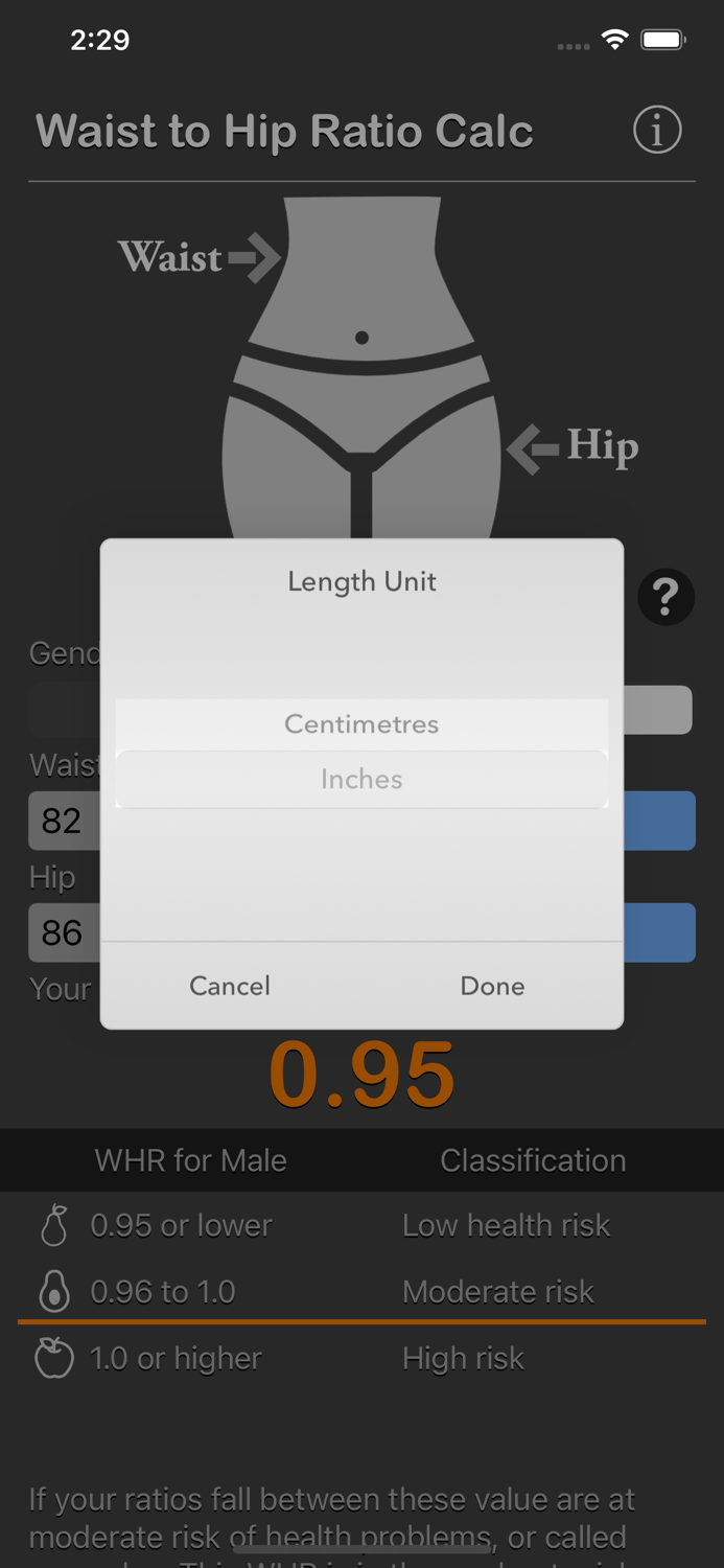 Waist to Hip Ratio Calc