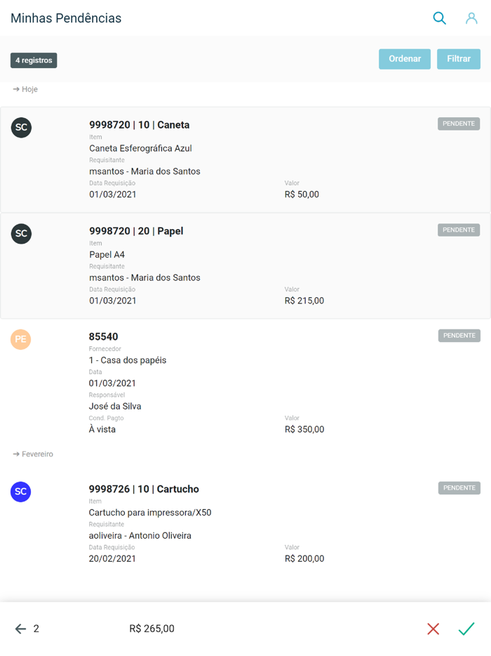 Minhas Pendências de Aprovação