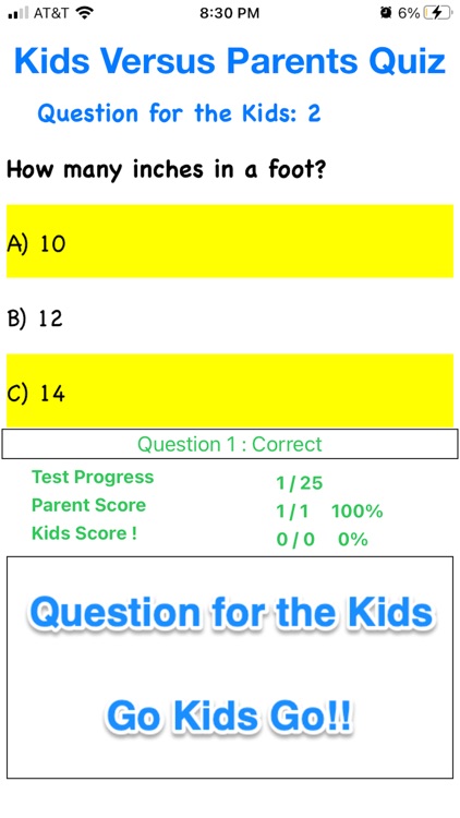 Kids Versus Parents Quiz App