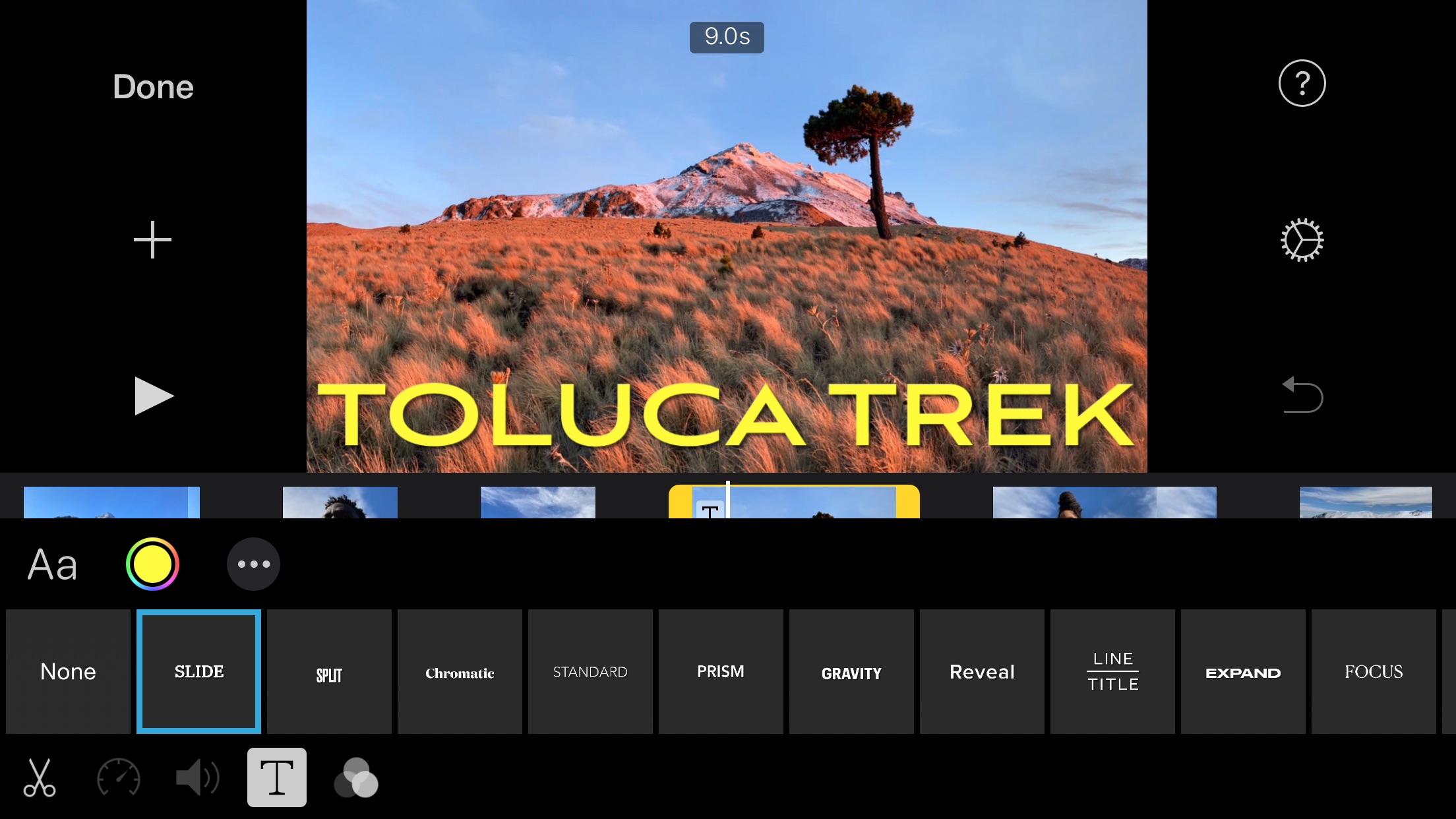 Screenshot do app iMovie