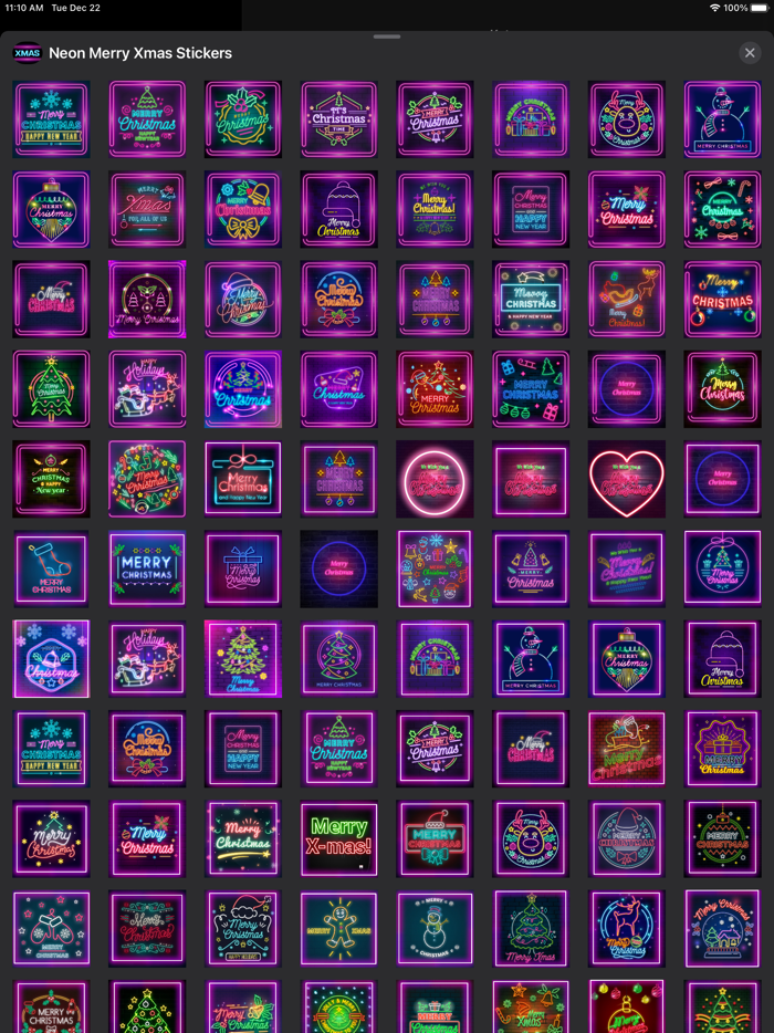 Neon Merry Xmas Stickers