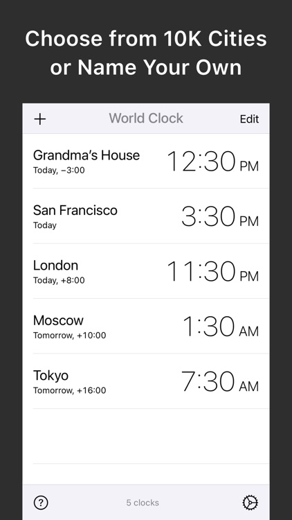 World Clock — Time Zone Widget