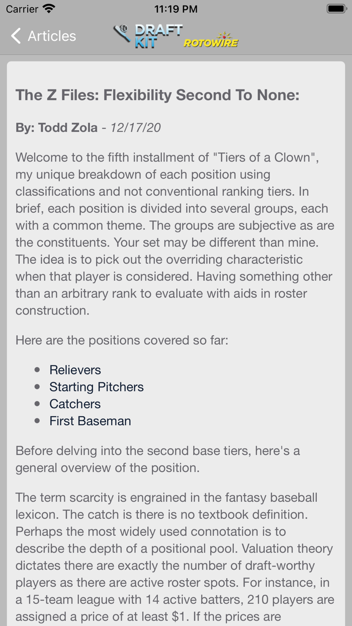 Fantasy Baseball Draft Kit 21