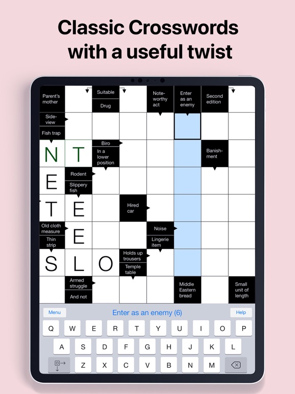 Clean Crosswords the Free Crossword Puzzle App for iPad screenshot