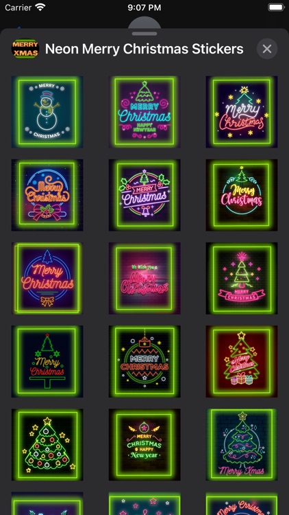 Neon Merry Christmas Stickers