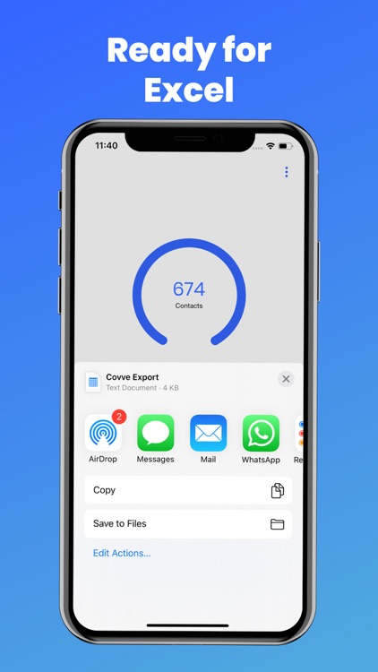 Export contacts by Covve