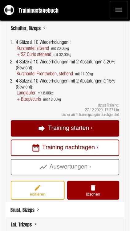 Trainingstagebuch für Sportler