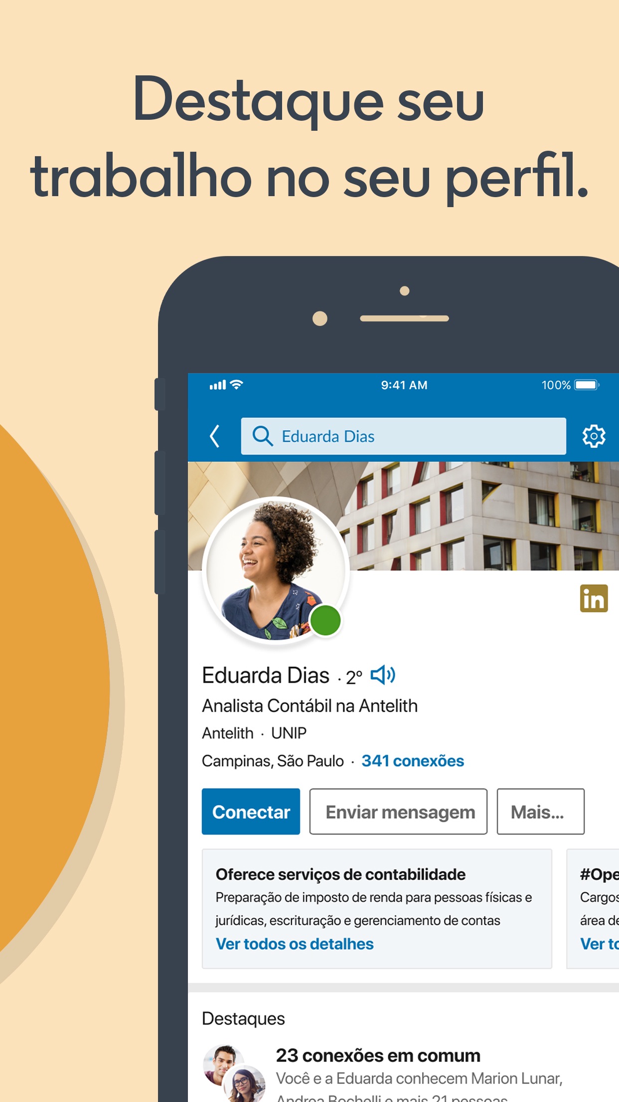 Screenshot do app LinkedIn