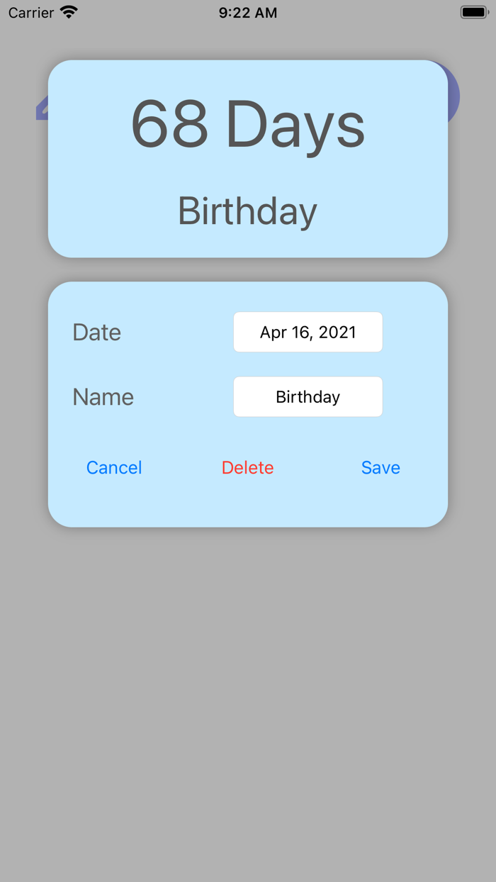Countdown day Calendar Date